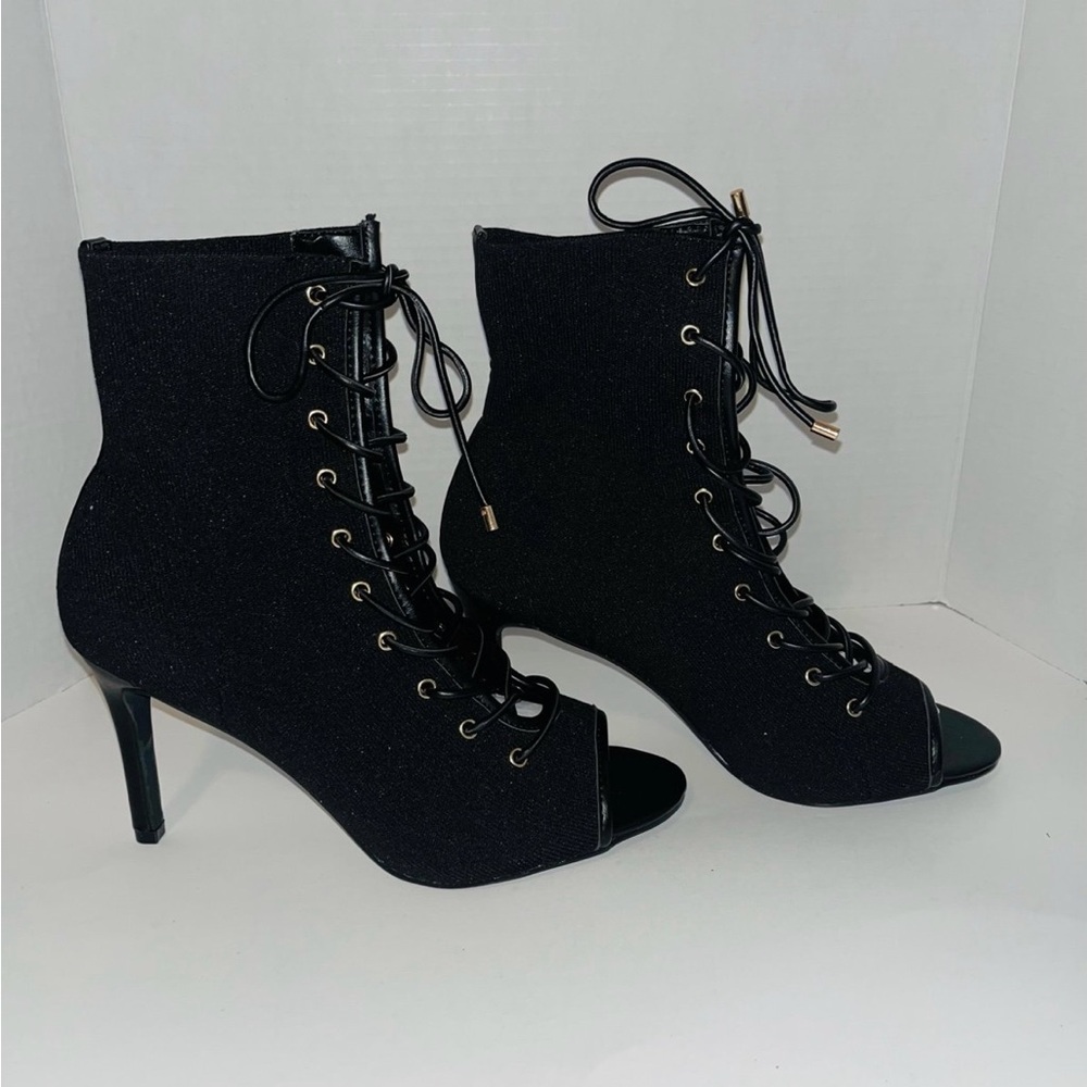 JF Lace Up Open Toe 3 Inch Heels Size 9.5